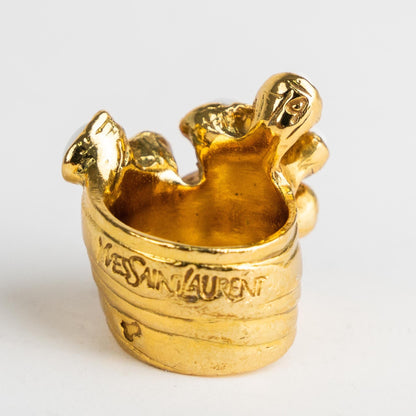 Saint Laurent Rive Gauche Arty Ring Gold and White