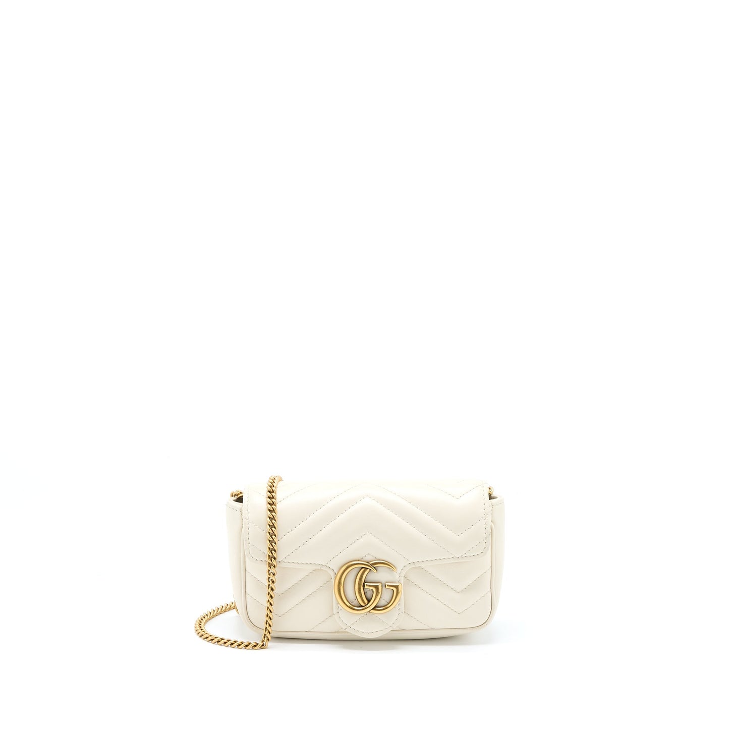 Gucci GG Marmont Super Mini Bag Matelassé White Brushed