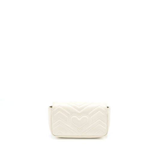 Gucci GG Marmont Super Mini Bag Matelassé White Brushed