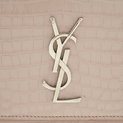 Saint Laurent sunset Bag crocodile embossed pink SHW