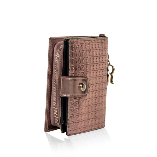 Christian Dior Cannage Metallic Wallet Pink