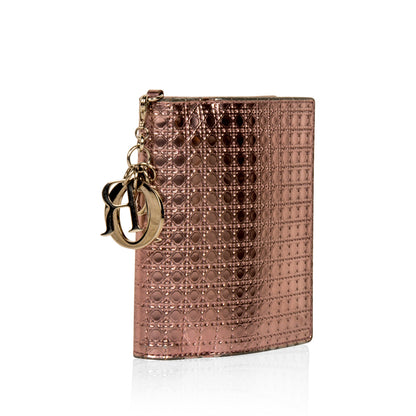 Christian Dior Cannage Metallic Wallet Pink