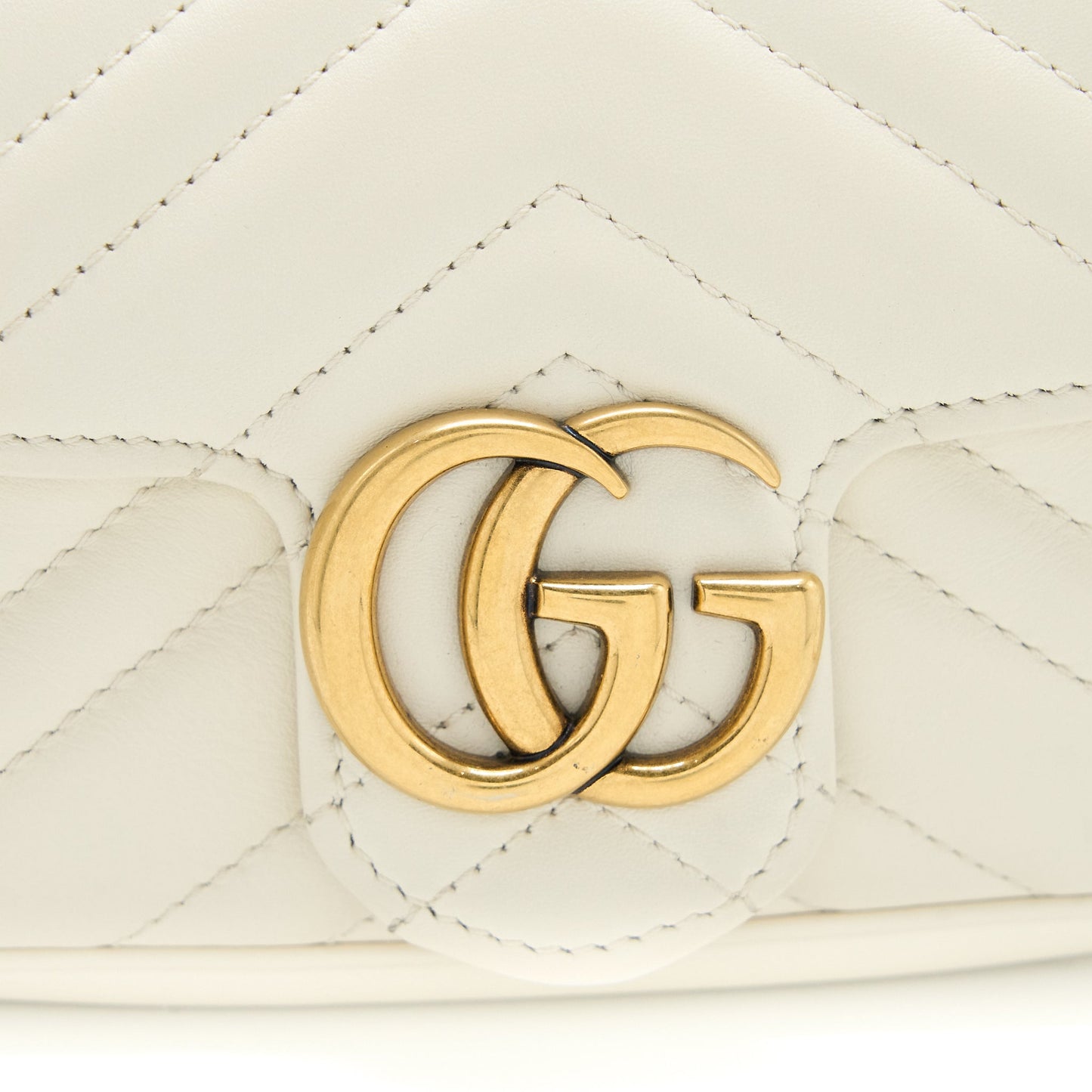 Gucci GG Marmont Super Mini Bag Matelassé White Brushed