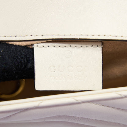 Gucci GG Marmont Super Mini Bag Matelassé White Brushed