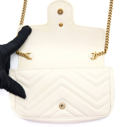 Gucci GG Marmont Super Mini Bag Matelassé White Brushed
