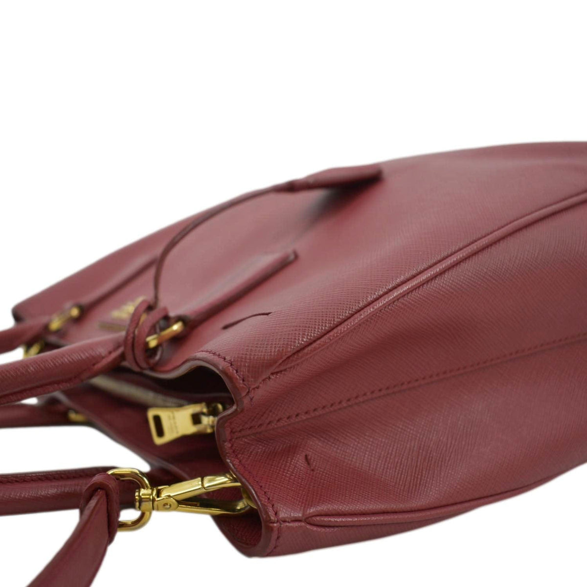 PRADA Lux Saffiano Leather Top Handle Satchel Bag Red