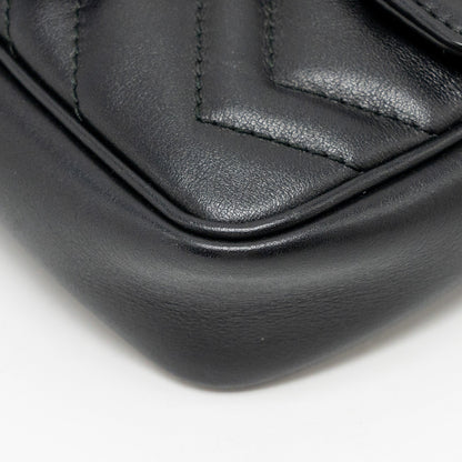 GUCCI Super Mini GG Marmont Calfskin Black