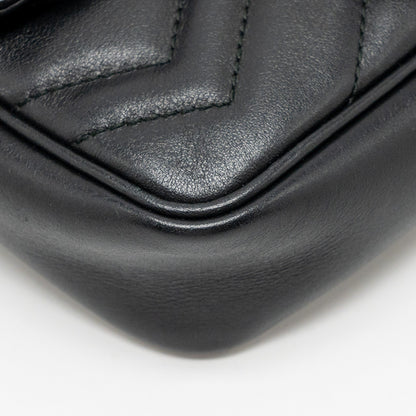 GUCCI Super Mini GG Marmont Calfskin Black