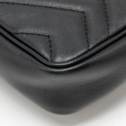 GUCCI Super Mini GG Marmont Calfskin Black