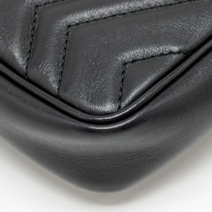 GUCCI Super Mini GG Marmont Calfskin Black