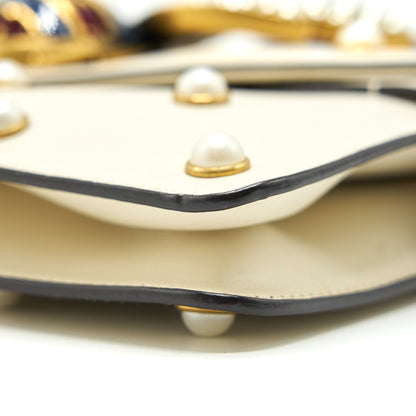Gucci Embellished Broadway Bee Bag White