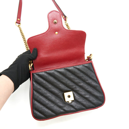 GUCCI GG MARMONT MINI TOP HANDLE BAG BLACK