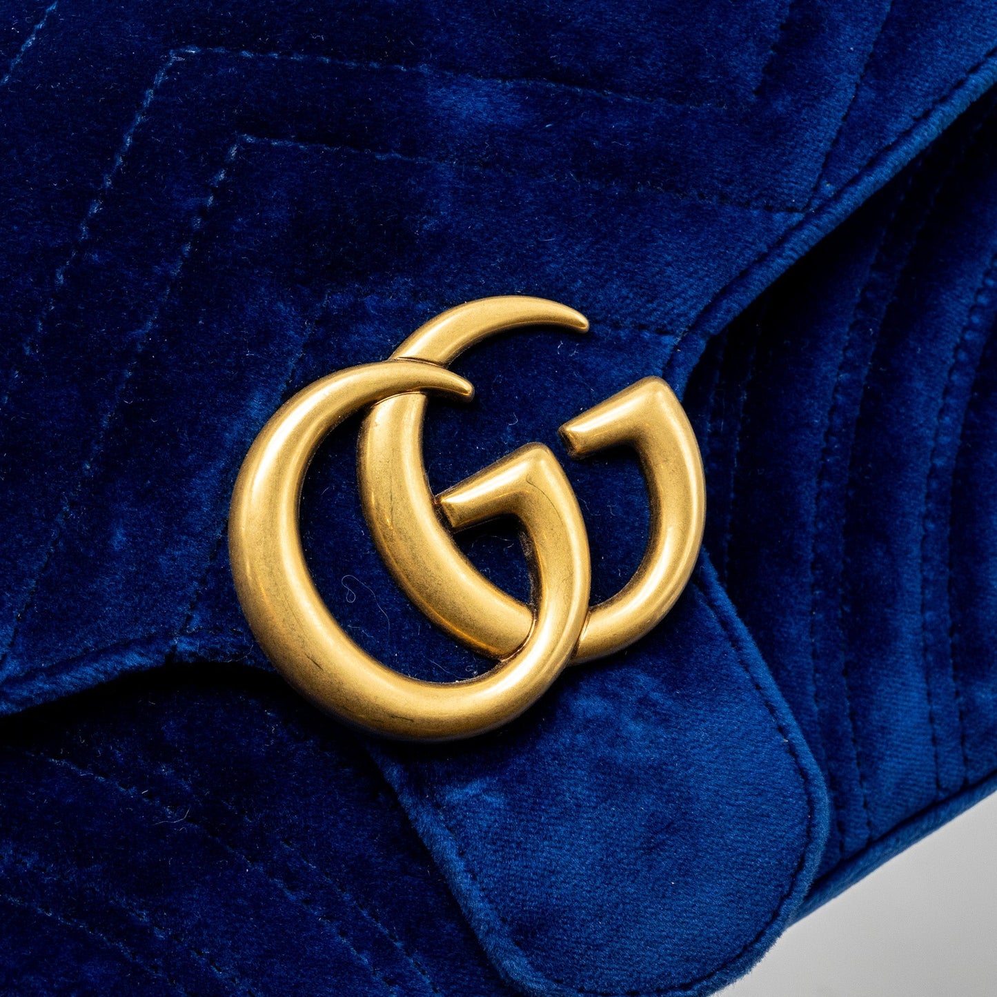 Gucci Small GG Marmont Shoulder Bag Velvet Blue