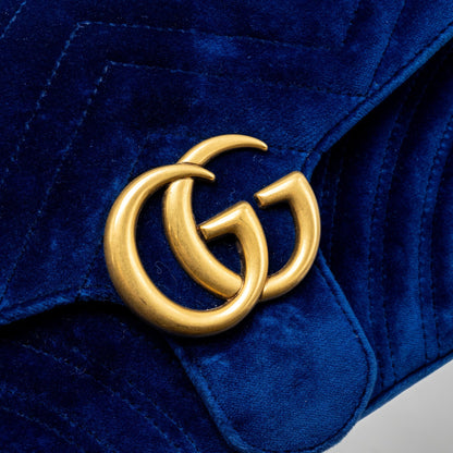 Gucci Small GG Marmont Shoulder Bag Velvet Blue