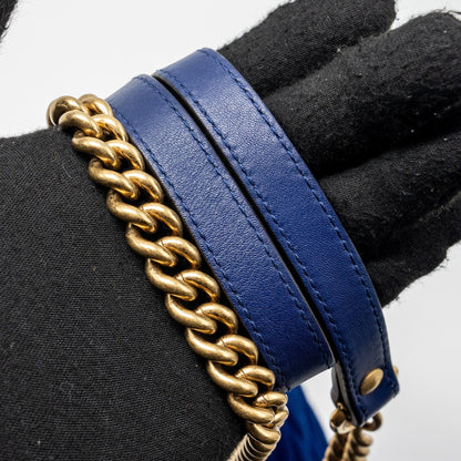 Gucci Small GG Marmont Shoulder Bag Velvet Blue