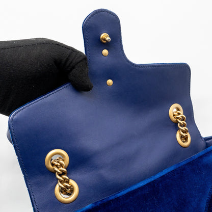 Gucci Small GG Marmont Shoulder Bag Velvet Blue