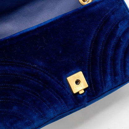 Gucci Small GG Marmont Shoulder Bag Velvet Blue