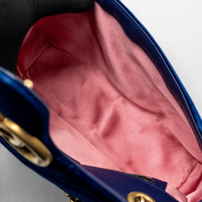 Gucci Small GG Marmont Shoulder Bag Velvet Blue