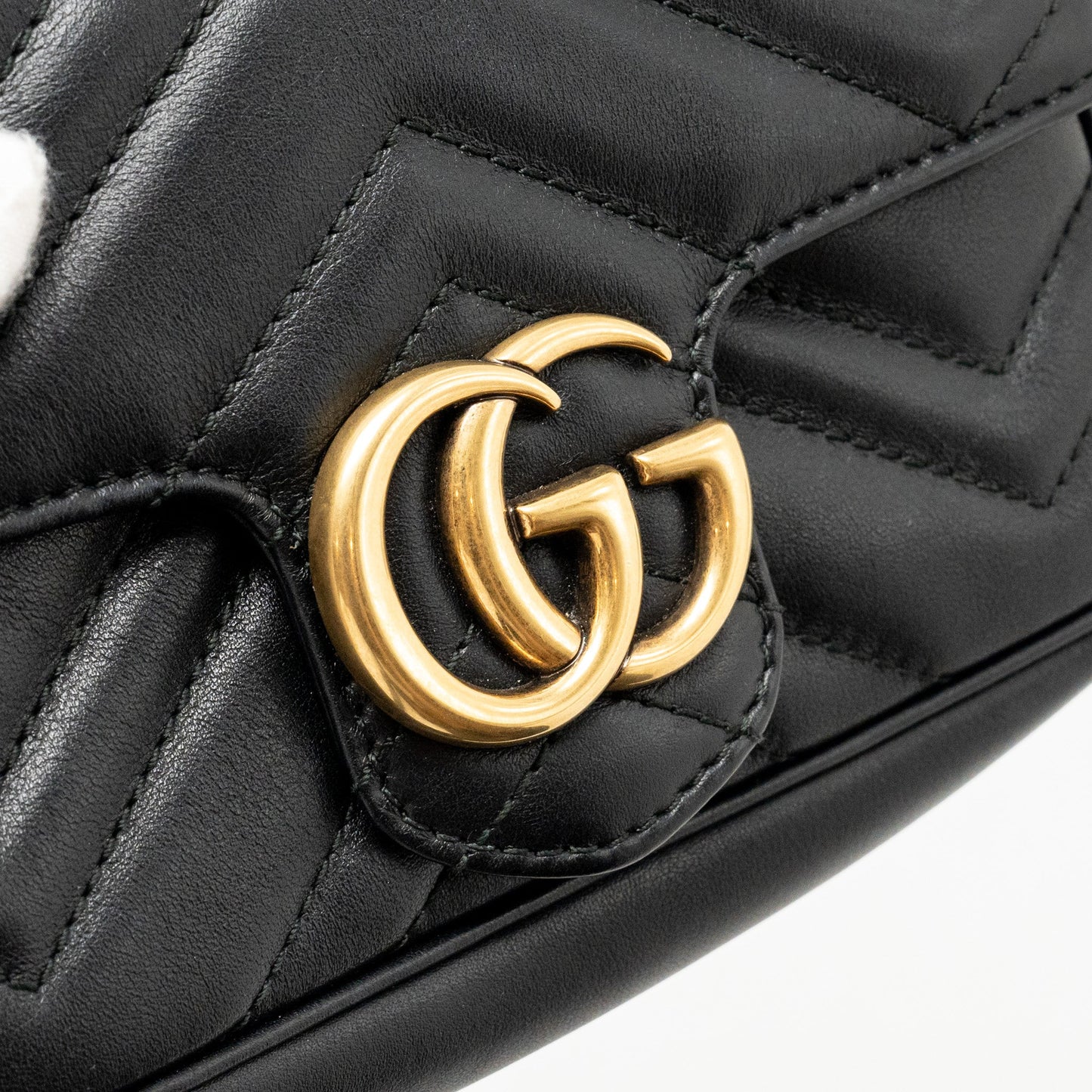 GUCCI Super Mini GG Marmont Calfskin Black