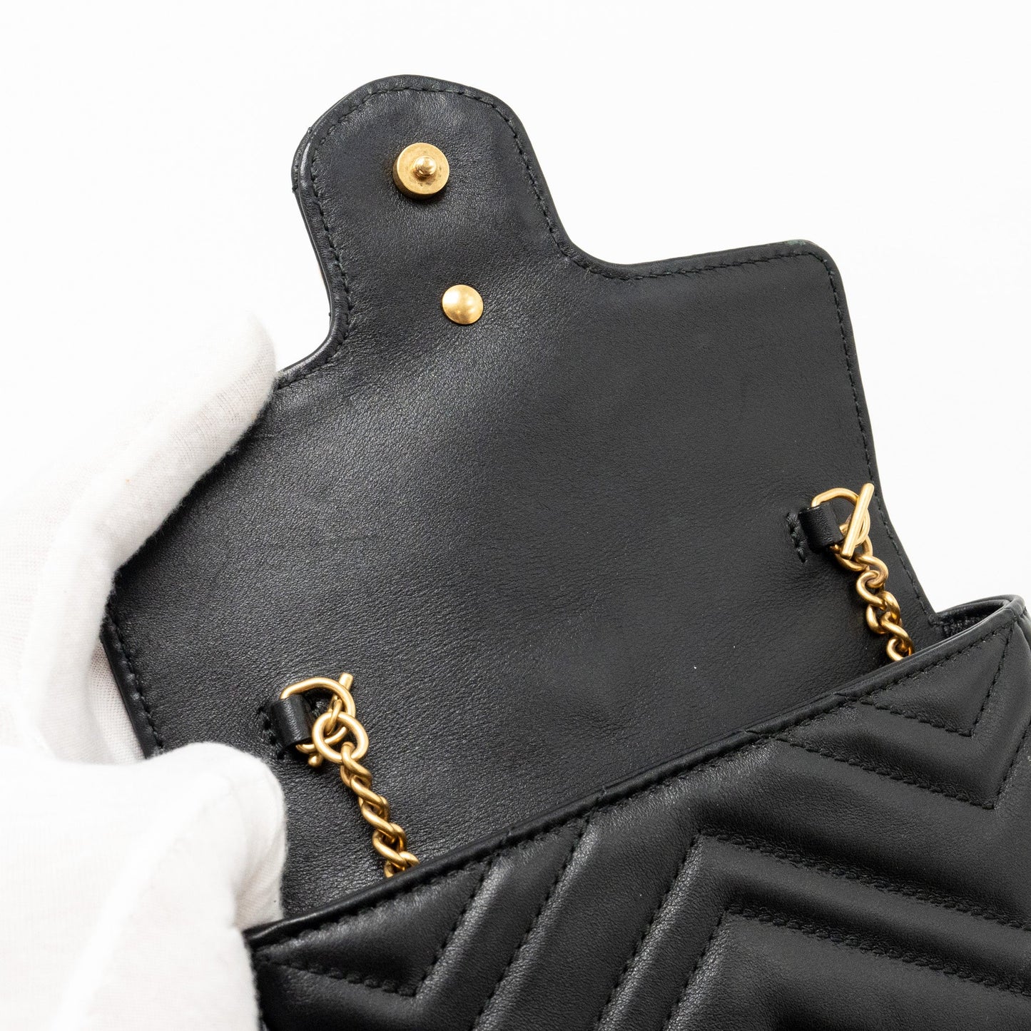GUCCI Super Mini GG Marmont Calfskin Black