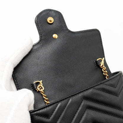 GUCCI Super Mini GG Marmont Calfskin Black
