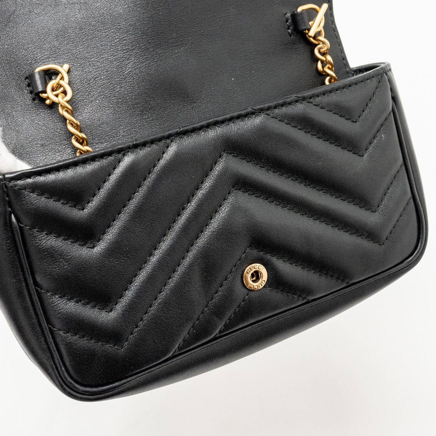 GUCCI Super Mini GG Marmont Calfskin Black