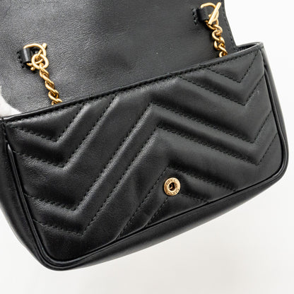GUCCI Super Mini GG Marmont Calfskin Black