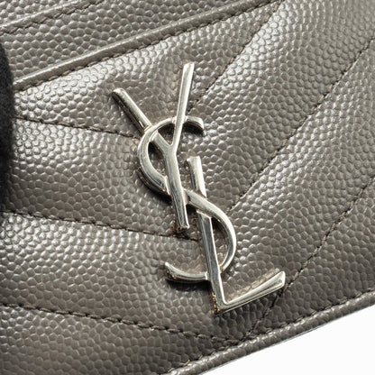 Saint Laurent card holder calfskin grey SHW