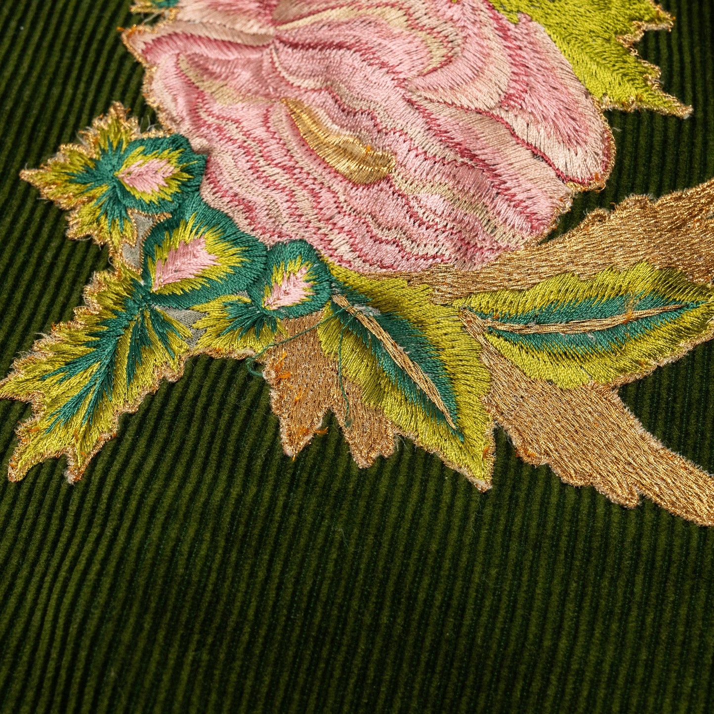 GUCCI Size 48 Embroidered Corduroy ‘Modern Future’ Bomber Jacket Cotton Multicolour