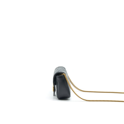GUCCI GG MARMONT SUPER MINI LEATHER BAG IN BLACK