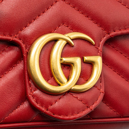 Gucci Marmont super mini matelassé chevron Calfskin red