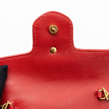 Gucci Marmont super mini matelassé chevron Calfskin red