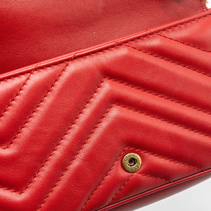 Gucci Marmont super mini matelassé chevron Calfskin red