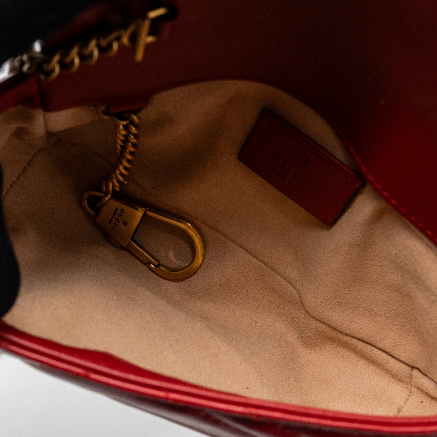 Gucci Marmont super mini matelassé chevron Calfskin red