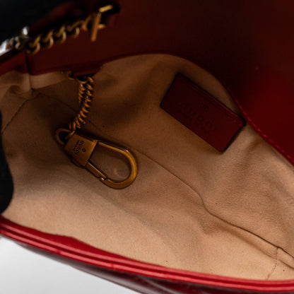 Gucci Marmont super mini matelassé chevron Calfskin red