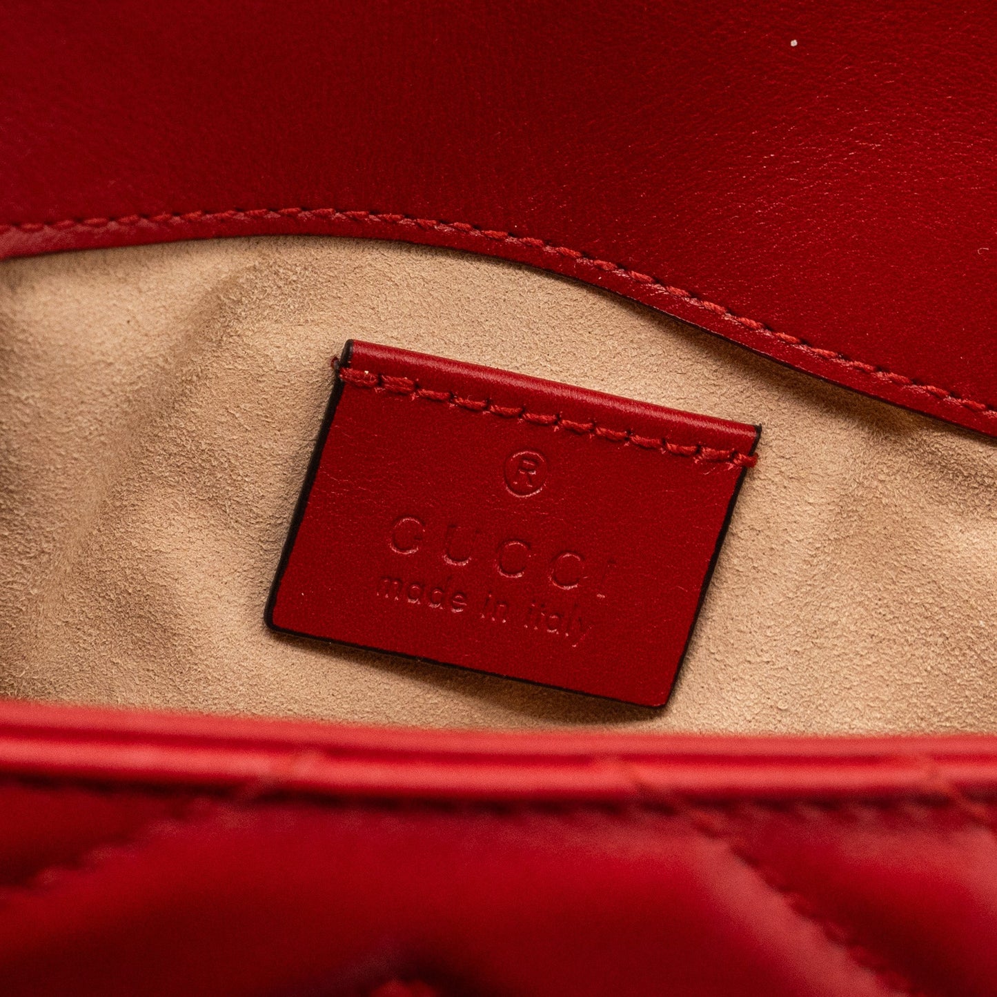 Gucci Marmont super mini matelassé chevron Calfskin red