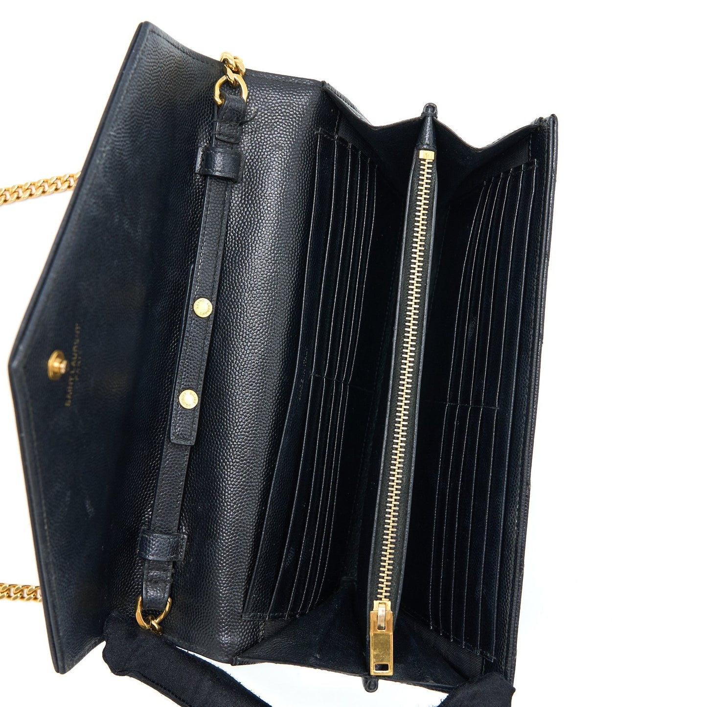 Saint Laurent/YSL Cassandra Matelasse Envelope Chain Wallet Grained Calfskin Black GHW