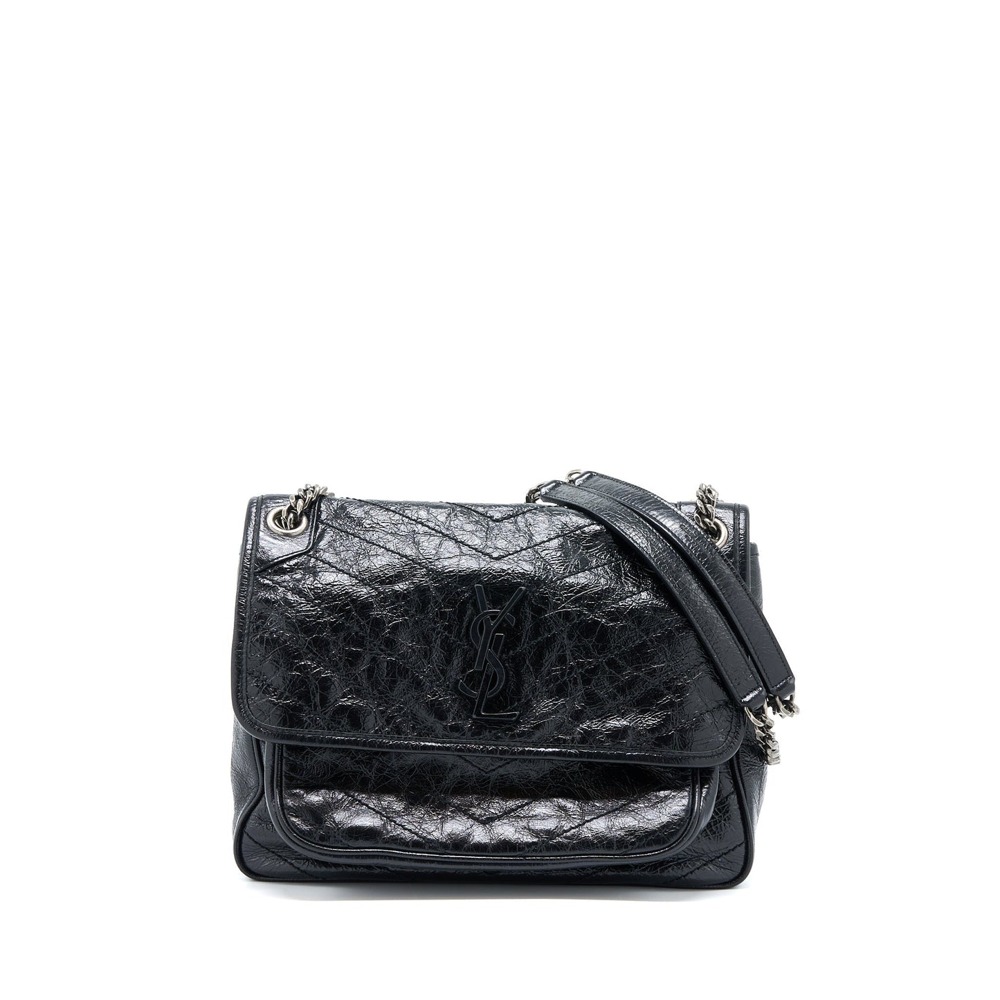 Saint Laurent Niki Aged Calfskin Black With Black And Ruthenium Hardware