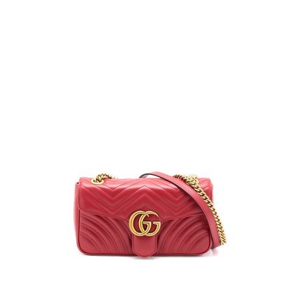 Gucci Small GG Marmont Bag Calfskin Red Brushed