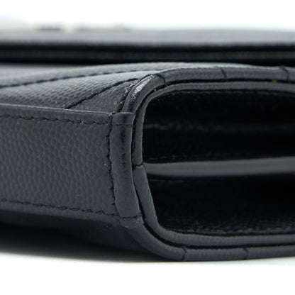 Saint Laurent/YSL Envelop Chain Wallet Grained CalfSkin Black SHW