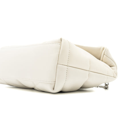Saint Laurent Small Loulou Puffer Shoulder Bag Lambskin Blanc Vintage Ruthenium Hardware