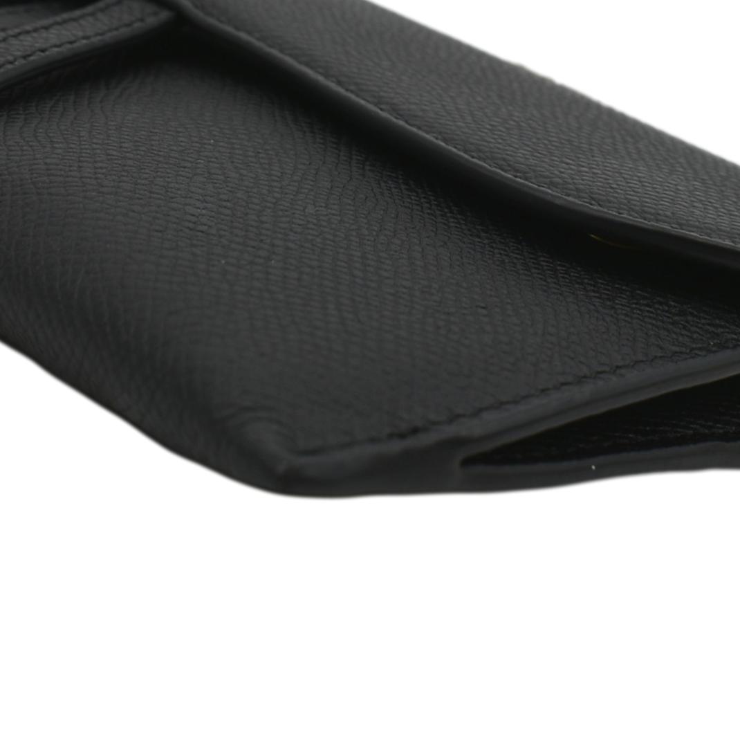 CHRISTIAN DIOR Long Saddle Leather Crossbody Chain Wallet Black