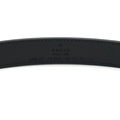 Gucci Size80 GG Buckle 2cm Leather Belt Black