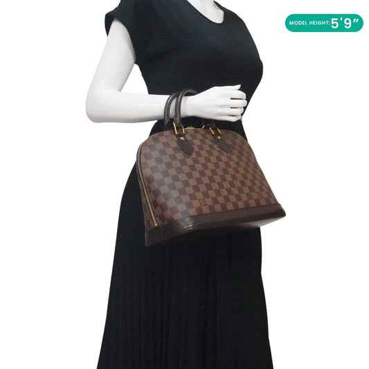 LOUIS VUITTON Alma PM Damier Ebene  Satchel Bag Brown