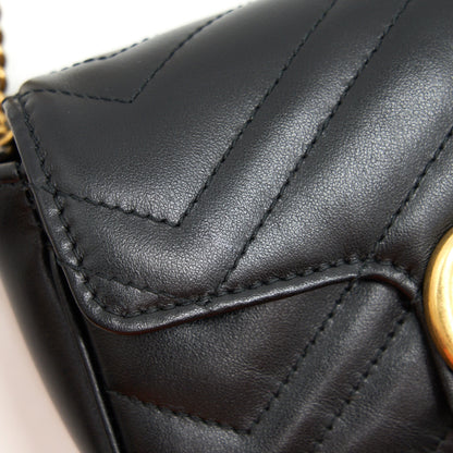 GUCCI GG MARMONT SUPER MINI LEATHER BAG IN BLACK