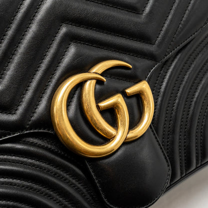 Gucci Medium GG Marmont Shoulder Bag Calfskin Black
