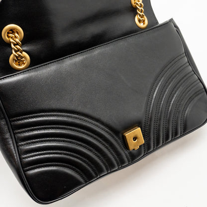 Gucci Medium GG Marmont Shoulder Bag Calfskin Black
