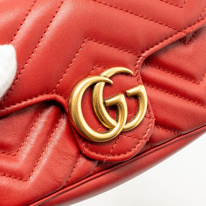 Gucci Super Mini GG Marmont Calfskin Red