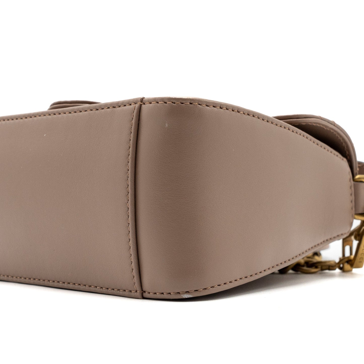 Gucci GG Marmont Mini Top Handle Bag Leather Dark Beige