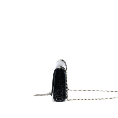 Saint Laurent Kate with Tassel Chain Bag Croc Embossed Calfskin Black SHW